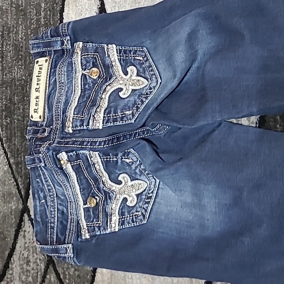 ROCK REVIVAL BETTY EMBROIDERED RHINESTONES EASY FIT BOOT-CUT DENIM JEAN - Picture 12 of 14